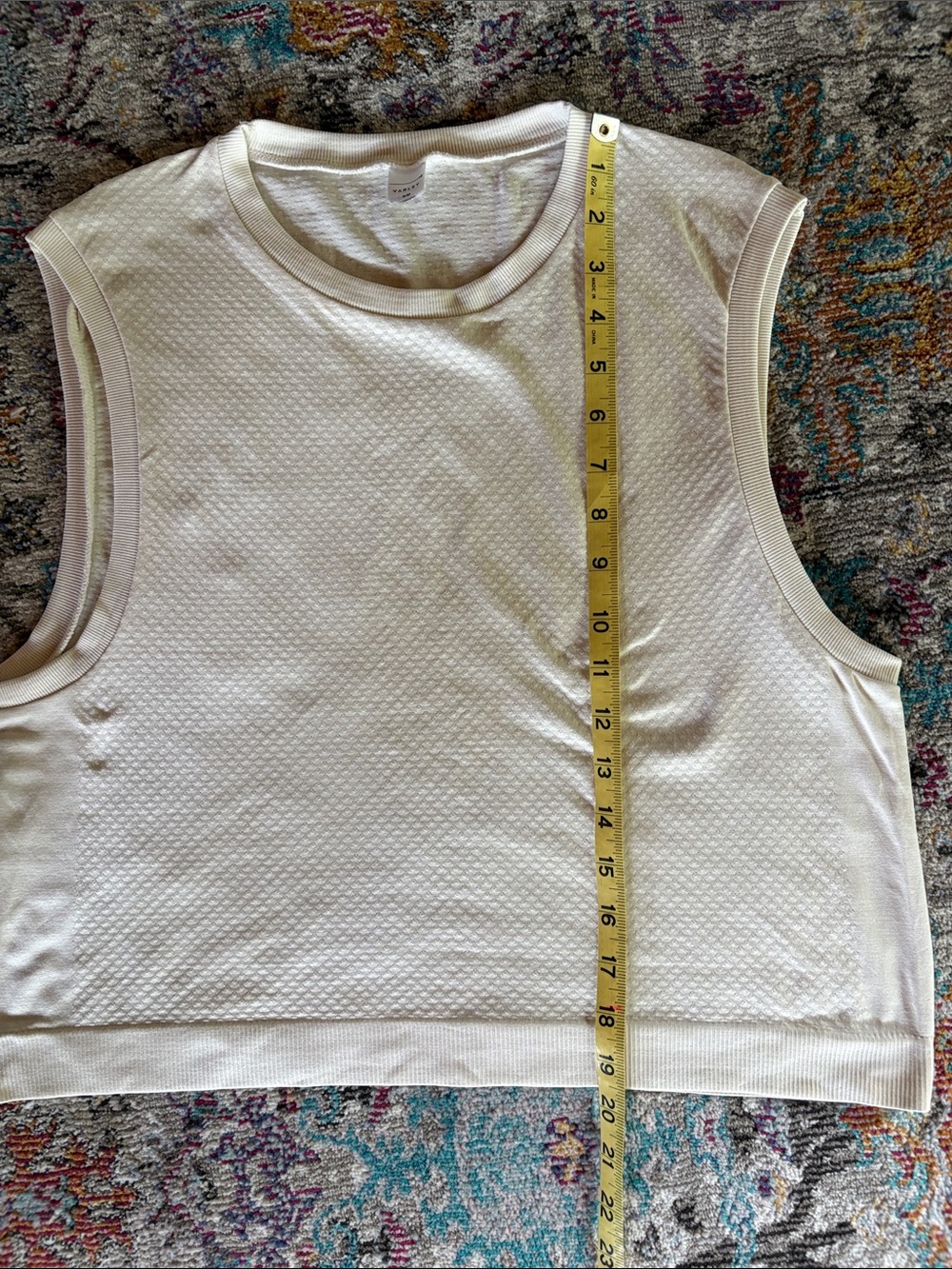 Varley sleeveless Cream Textured Crop Top - Picture 5 of 7